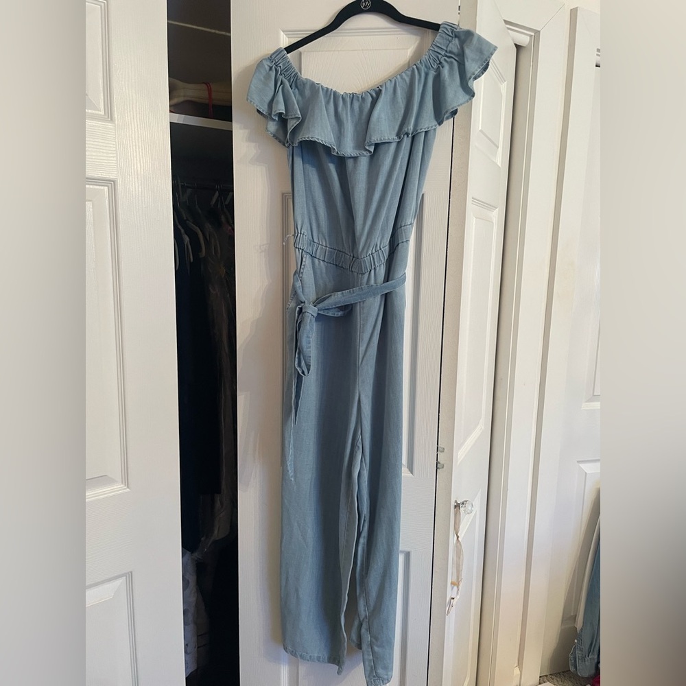 Blue Off-Shoulder Jumpsuit